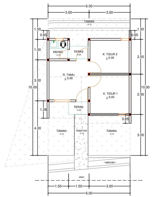 foto denah rumah tipe E8A-1 perumahan Puri Anggrek Serang 4 Teritih
