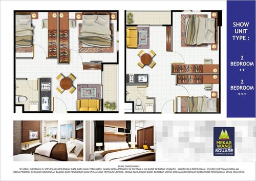 foto denah rumah tipe 2B++ 605 perumahan Mekarwangi Square Commercial And Suites