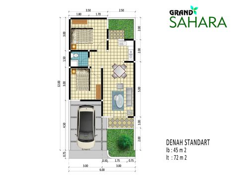 foto denah rumah tipe Rumah 45/96 perumahan Grand Sahara Peganden