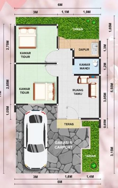 foto denah rumah tipe 36/79 perumahan Kyoto Green Resort
