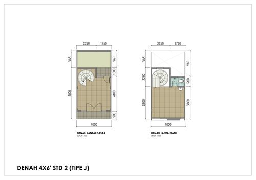 foto denah rumah tipe Std 2 (4x6' var) perumahan Ruko Golden Madrid Extension
