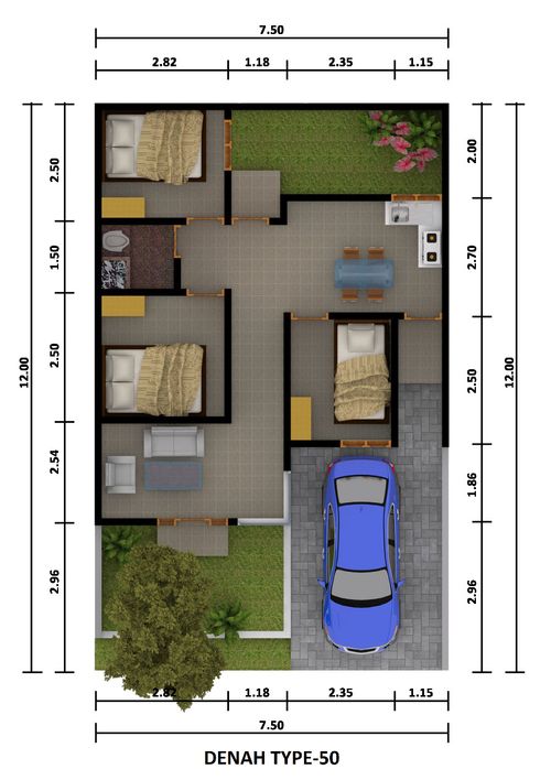 foto denah rumah tipe ASTER perumahan PERUMAHAN CENDRAWASIH GREEN RESIDENCE