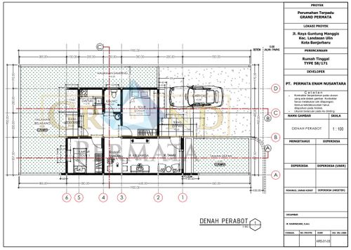 foto denah rumah tipe Green Zamrud perumahan Grand Permata Banjarbaru