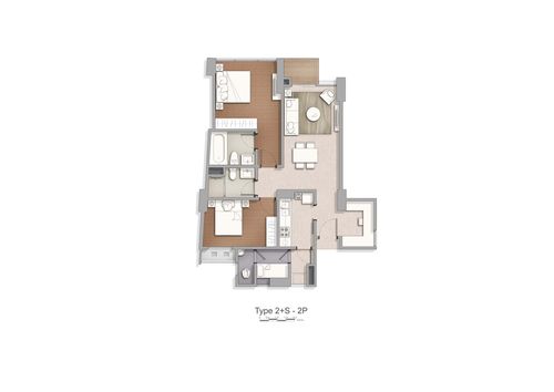 foto denah rumah tipe Tower 6-E 2 BR+Std (1) perumahan Apartement Marigold