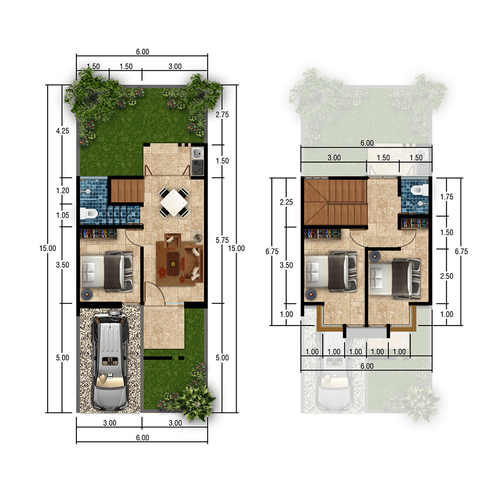 foto denah rumah tipe CASSABILLA perumahan DE CASSABLANCA RESIDENCE