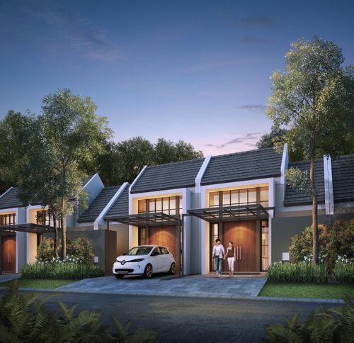 foto tampak rumah tipe MAROON 90 (2022) perumahan GRAND SUNRISE