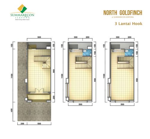 foto denah rumah tipe 3 Lantai Hook perumahan Ruko North Goldfinch