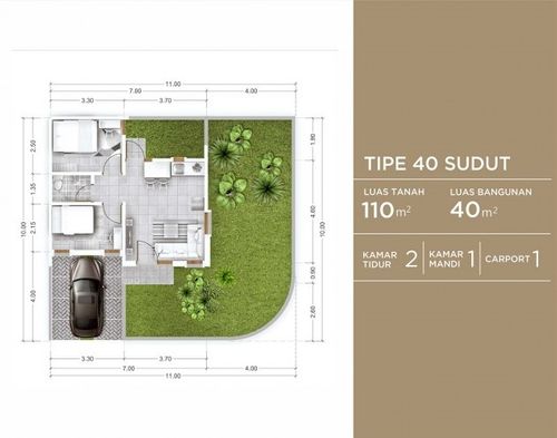 foto denah rumah tipe 40/72 perumahan TERA DAMAI