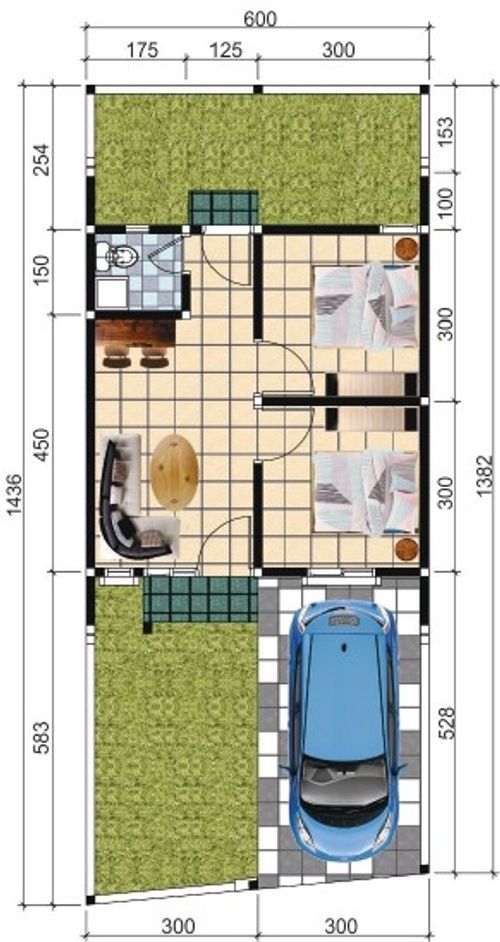 foto denah rumah tipe NEW EMERALD (625) perumahan HEAVENLAND PARK