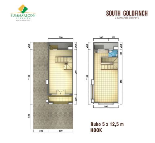 foto denah rumah tipe 5x12,5 Hook perumahan Ruko South Goldfinch