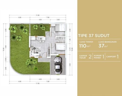 foto denah rumah tipe 37/83 perumahan TERA DAMAI