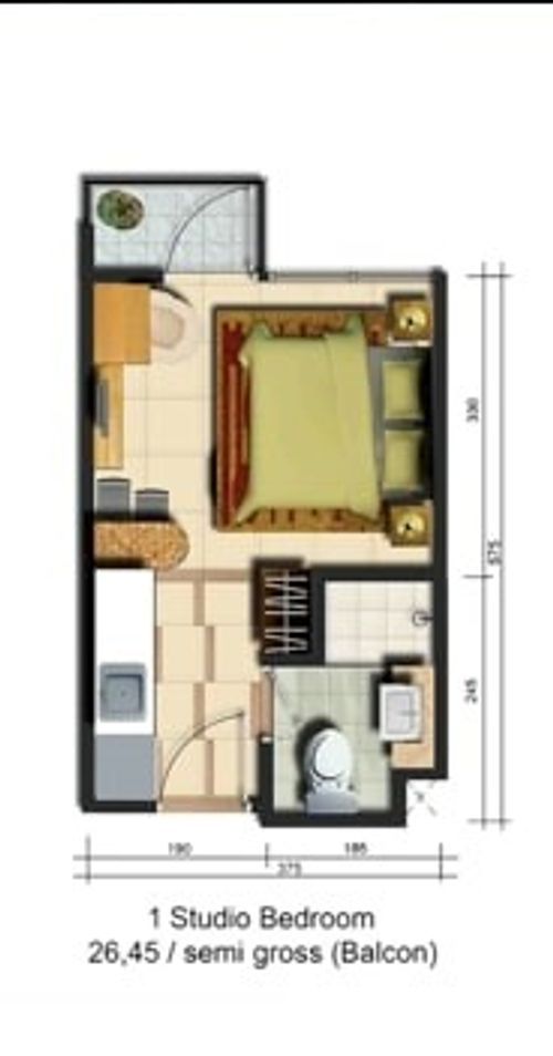 foto denah rumah tipe Studio perumahan APARTEMEN BOGOR ICON TOWER BRAVIA