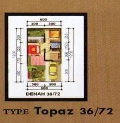 foto denah rumah tipe Topaz 36/72 (Cash) perumahan Permata Icon