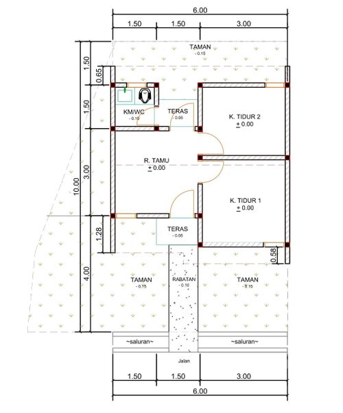 foto denah rumah tipe F9B-1 perumahan Puri Anggrek Serang 4 Teritih