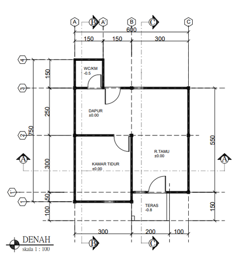 foto denah rumah tipe 36/170 perumahan Mulia Residence