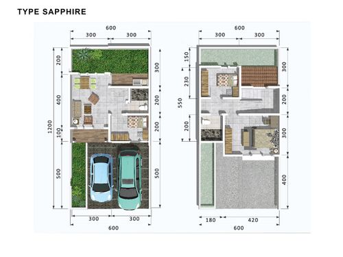 foto denah rumah tipe SAPPHIRE perumahan JADE PARK SERPONG 2