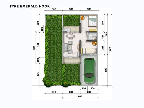 foto denah rumah tipe EMERALD HOOK perumahan JADE PARK SERPONG 2