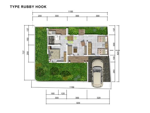 foto denah rumah tipe RUBBY HOOK perumahan JADE PARK SERPONG 2