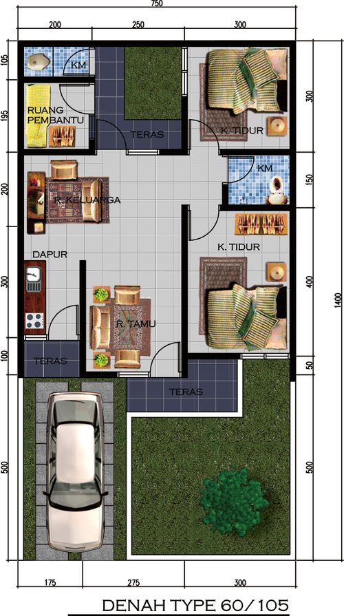foto denah rumah tipe 60/105 perumahan BUANA SOETTA RESIDENCE
