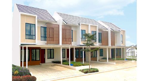 foto tampak rumah tipe SRIKANDI 55/78 (FEB 22) perumahan Cluster Sriwijaya - Darmawangsa Residence Bekasi