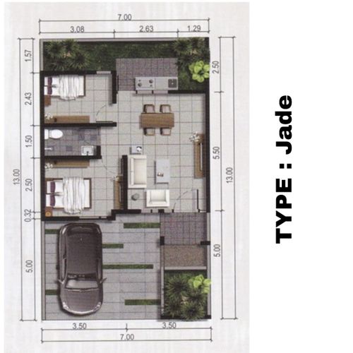 foto denah rumah tipe Jade perumahan GRAND ROYAL REGENCY
