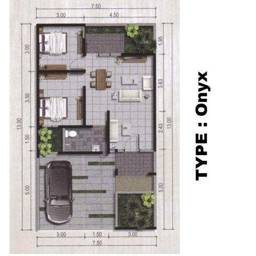 foto denah rumah tipe ONYX perumahan GRAND ROYAL REGENCY