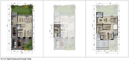 foto denah rumah tipe AZURITE SPLIT LEVEL perumahan CitraLand Puncak Tidar Malang