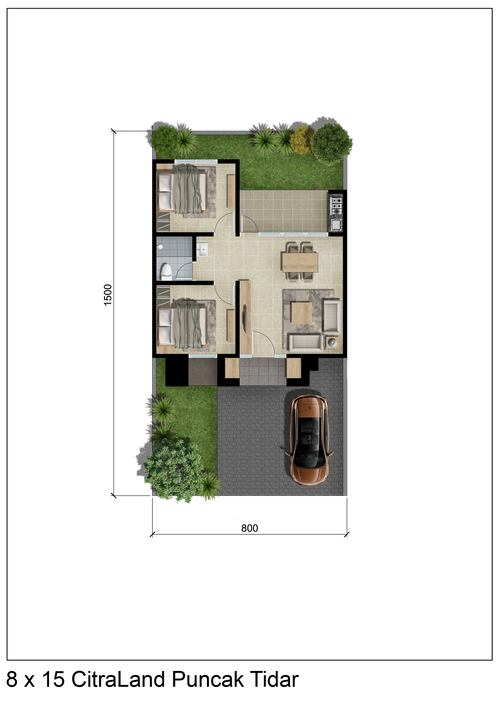 foto denah rumah tipe AGATE perumahan CitraLand Puncak Tidar Malang