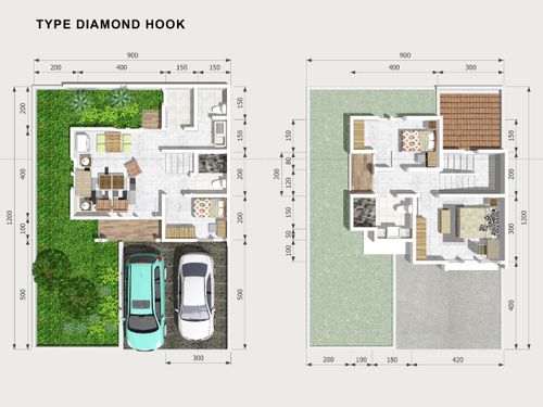 foto denah rumah tipe DIAMOND HOOK perumahan JADE PARK SERPONG 2 TAHAP 2