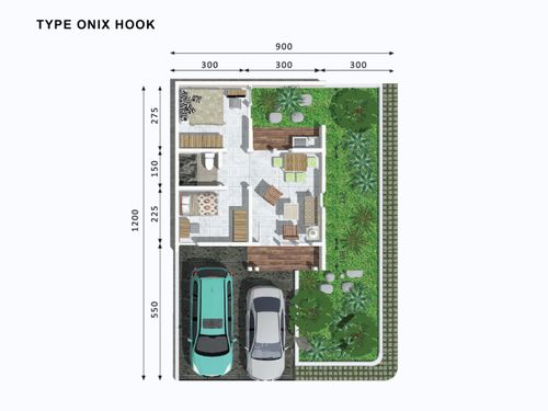 foto denah rumah tipe ONIX HOOK perumahan JADE PARK SERPONG 2 TAHAP 2