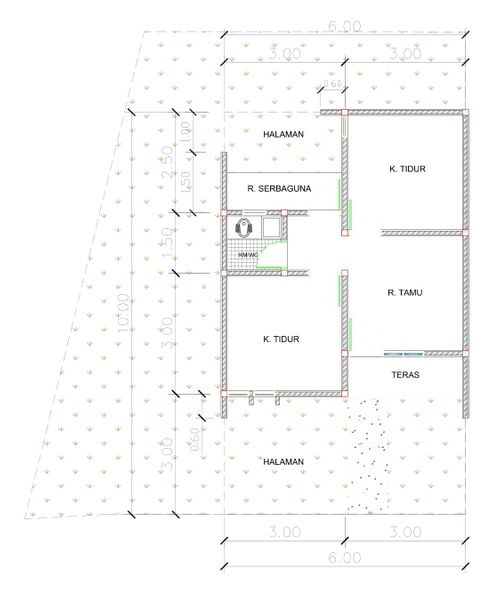 foto denah rumah tipe C12-4A perumahan Puri Anggrek Serang 3 Kalodran