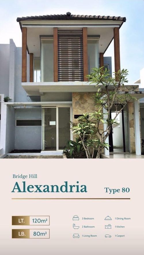 foto tampak rumah tipe ALEXANDRIA perumahan PERUMAHAN THE BRIDGE HILL
