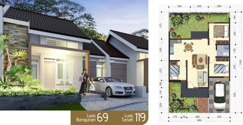 foto denah rumah tipe 68/112m2 perumahan GRAND ROYAL REGENCY