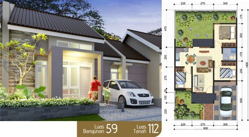 foto denah rumah tipe 59/112 perumahan GRAND ROYAL REGENCY