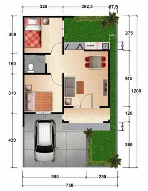 foto denah rumah tipe 45 AH perumahan GRIYA SATRIA CLUSTER SUMAMPIR