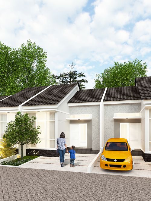 foto tampak rumah tipe Cluster Pinus 50B perumahan MEGAH NUSA MADANI