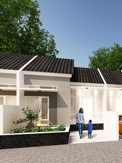 foto tampak rumah tipe Cluster Pinus 50A perumahan MEGAH NUSA MADANI