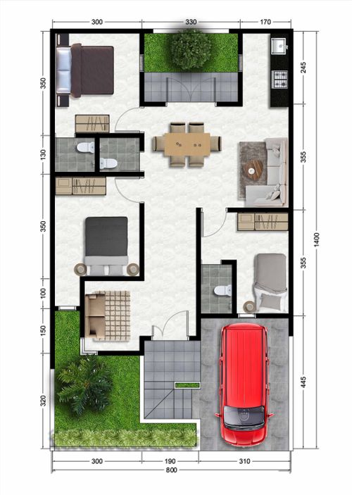 foto denah rumah tipe Cluster Cempaka 83 perumahan MEGAH NUSA MADANI