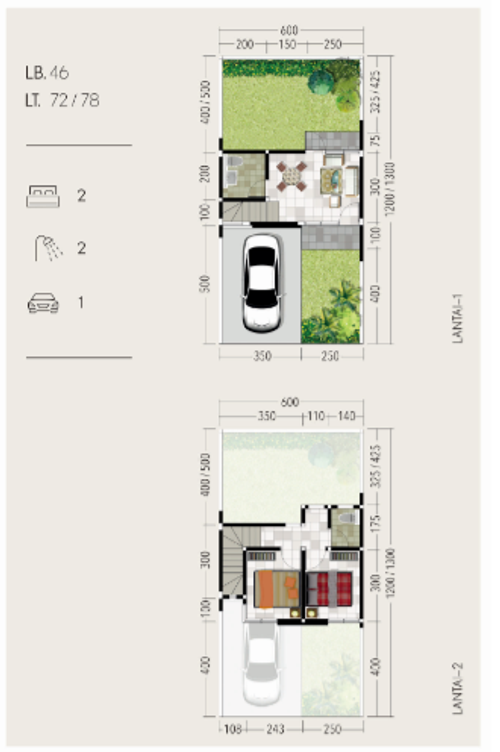 foto denah rumah tipe PALMA (H-12) perumahan The Anvaya Juanda