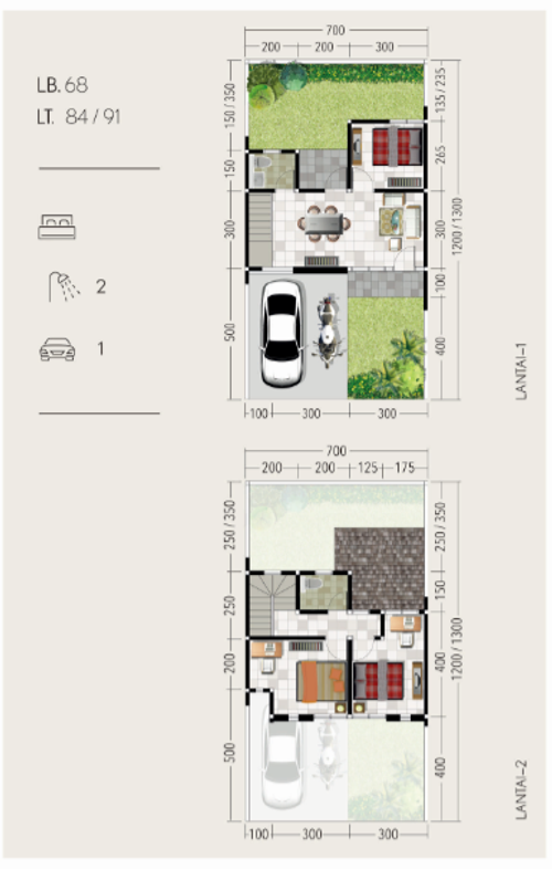foto denah rumah tipe MADRID (H-17) perumahan The Anvaya Juanda