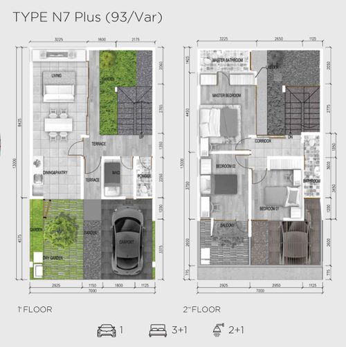 foto denah rumah tipe N7 PLUS (93-VAR) perumahan ASERA NISHI