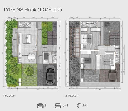 foto denah rumah tipe N8 HOOK (110-HOOK) perumahan ASERA NISHI