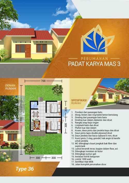 foto denah rumah tipe 36 perumahan PADAT KARYA MAS 3