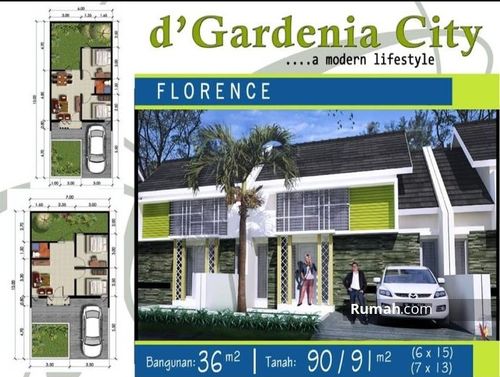 foto denah rumah tipe Florence perumahan D'GARDENIA CITY