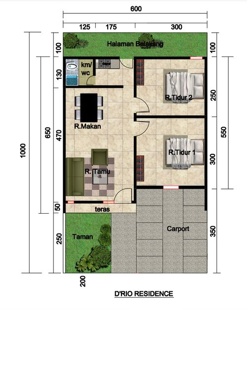 foto denah rumah tipe 36/60 perumahan D'RIO RESIDENCE