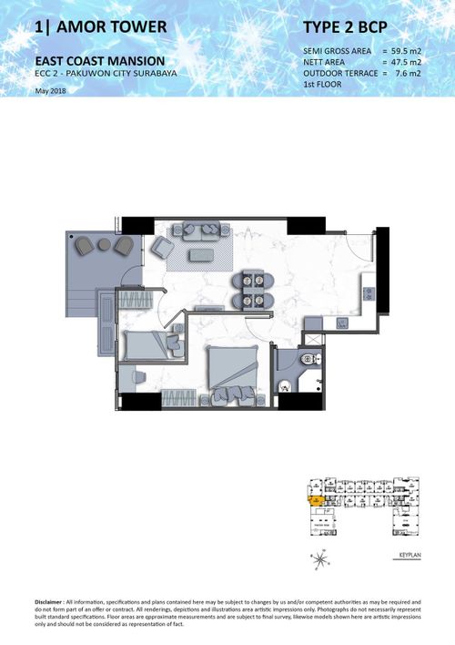 foto denah rumah tipe 2 BCP perumahan TOWER AMOR, EAST COAST MANSION