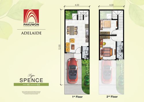foto denah rumah tipe SPENCE perumahan ADELAIDE GRAND PAKUWON