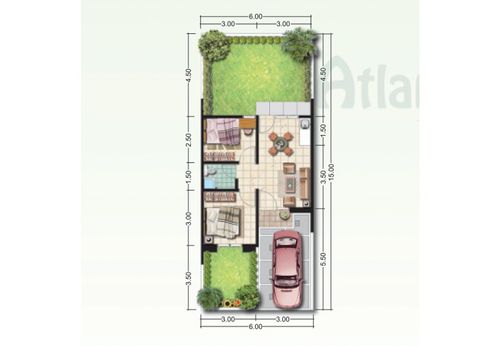 foto denah rumah tipe DANIO perumahan CLUSTER ATLANTIS SEGARA CITY KHI