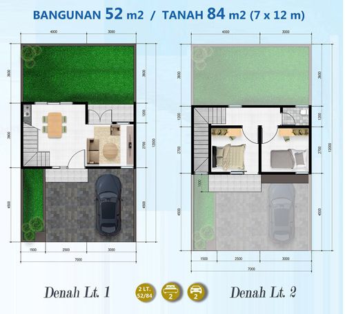 foto denah rumah tipe 52/84 BLOK H perumahan Pandanaran Height