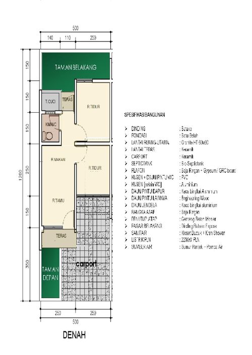 foto denah rumah tipe Yellow Topaz 29/60 perumahan Taman Krakatau - Margatani